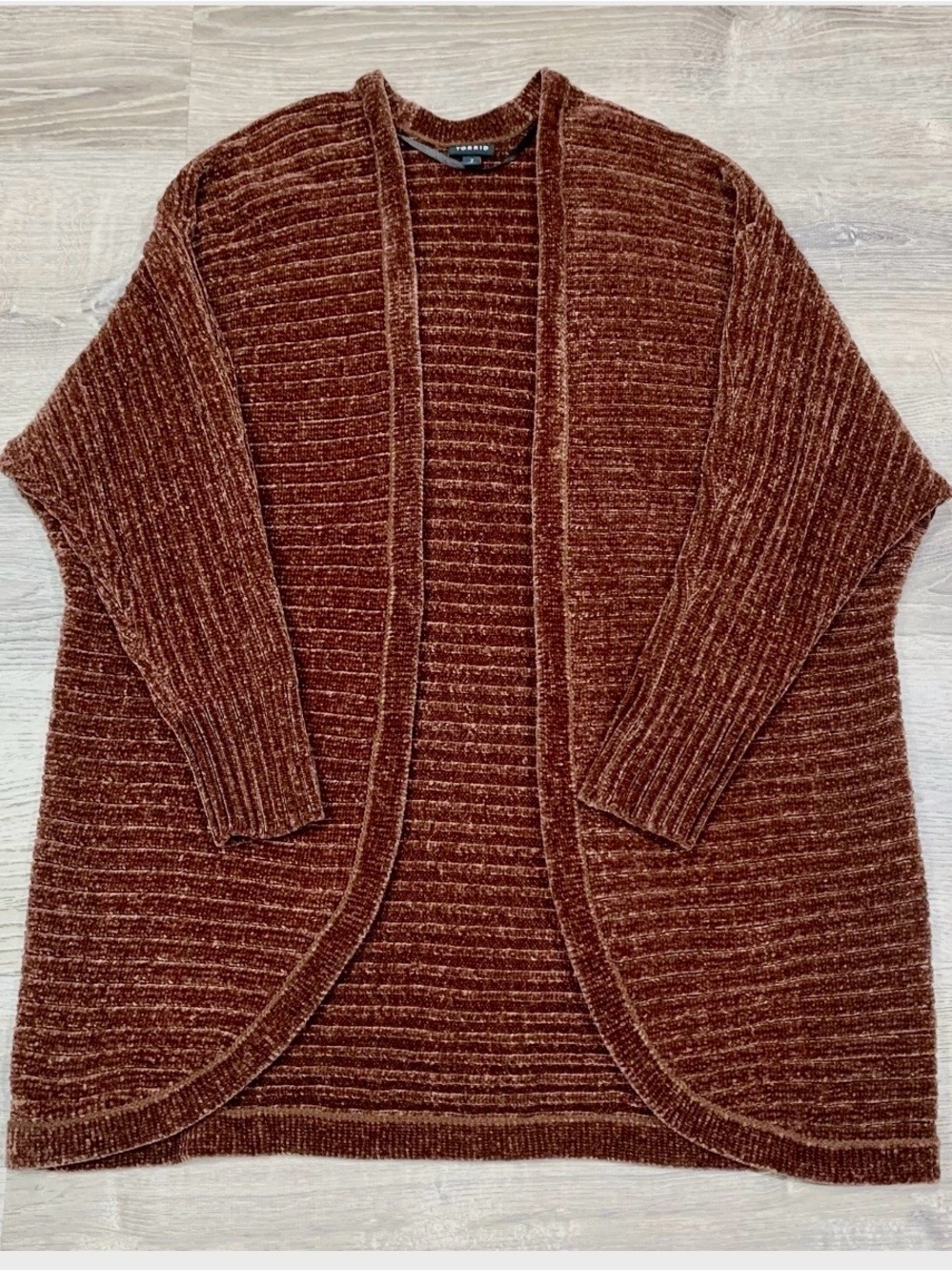 Torrid Brown Open-Front Ribbed Cardigan